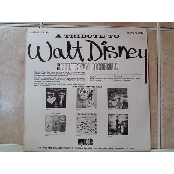 A Tribute to Walt Disney by the Hollywood Studio Orchestra Vinyl LP Record/Album - Picture 6 of 6